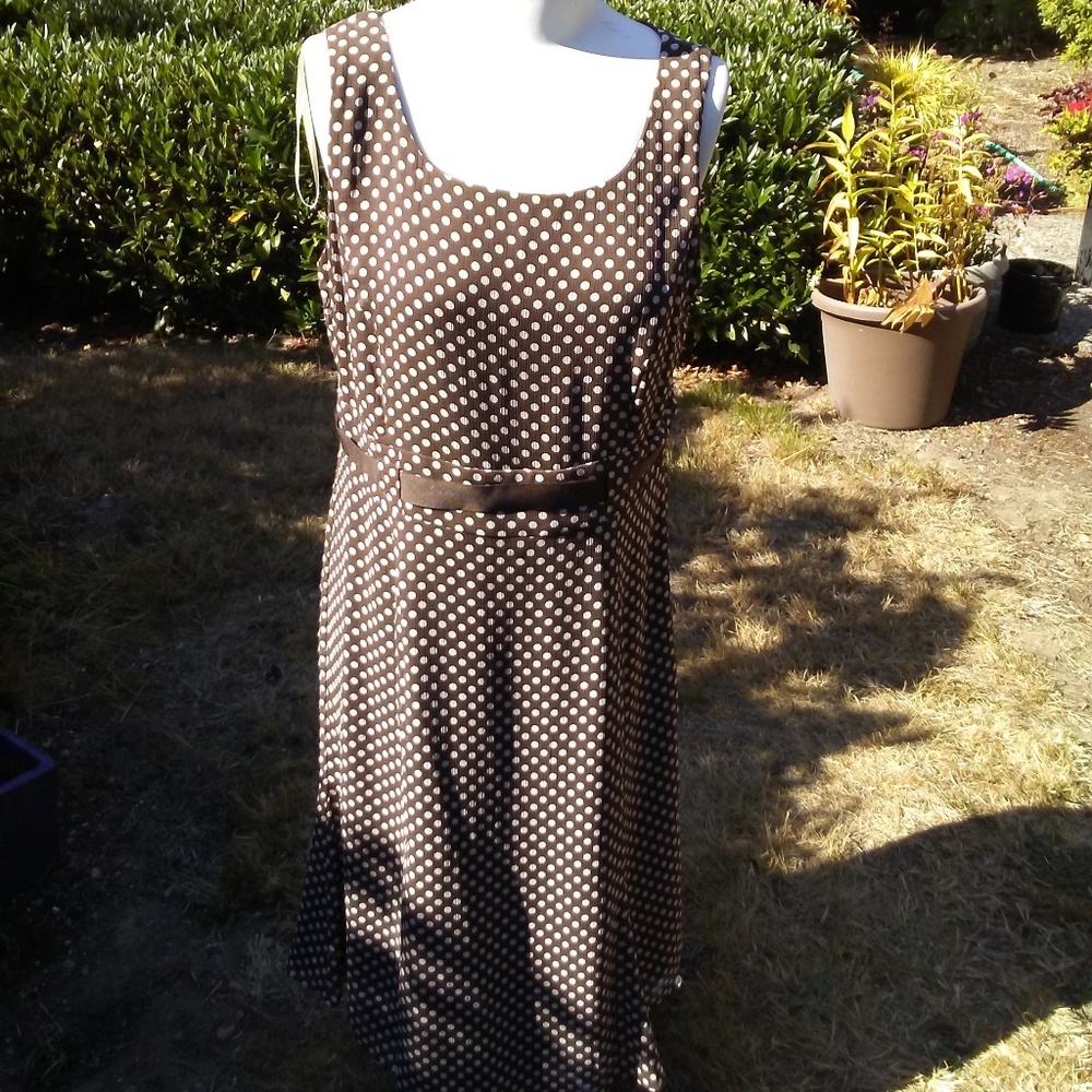 Vintage Studio 1 Brown and White Dot Dress